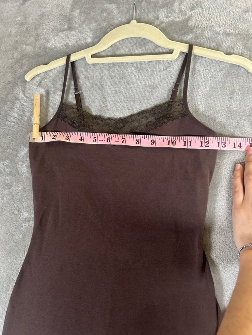 Express Lace Trim Slip Dress Cami - Dark Brown - Picture 9 of 10